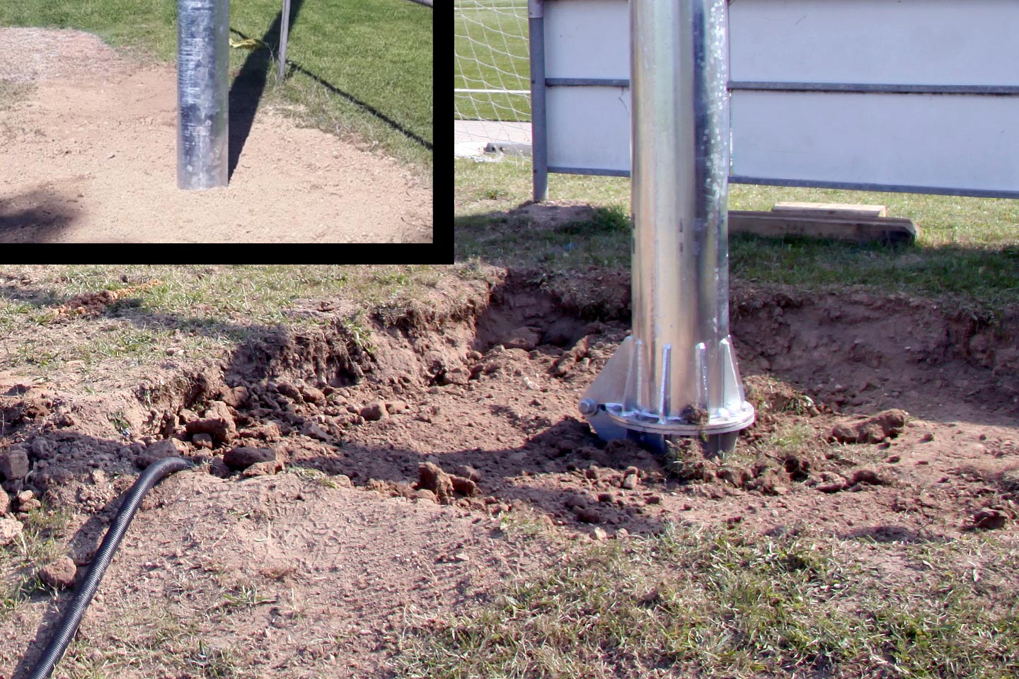 STEEL-ROOT® as a foundation for a floodlight pole